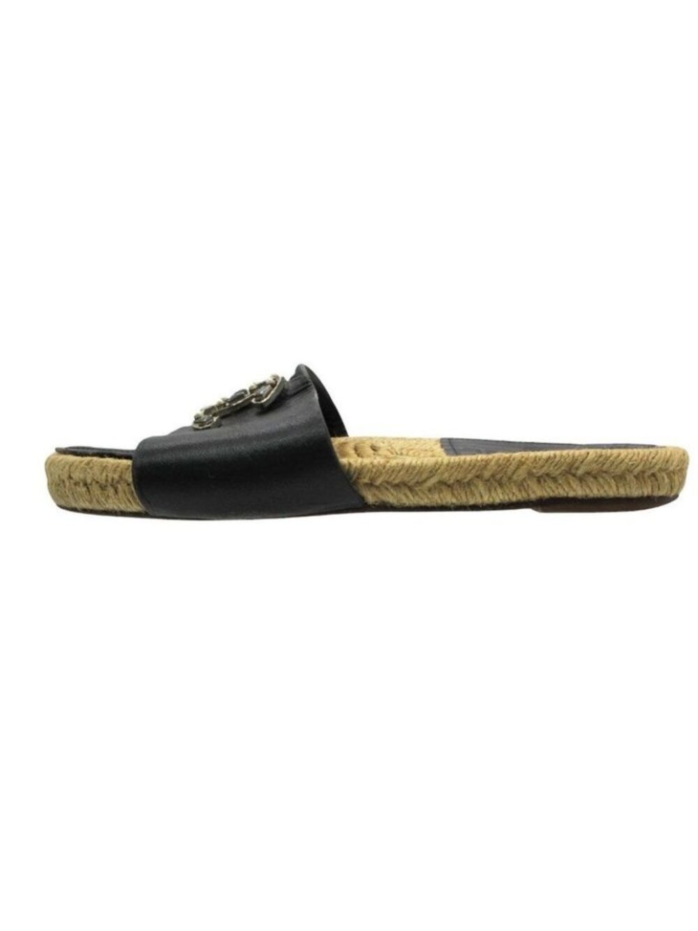 ★SOLD★ Chanel Sandals Espadrilles Color Stone CC Logo Flat Shoes 36 Black - Picture 2 of 9
